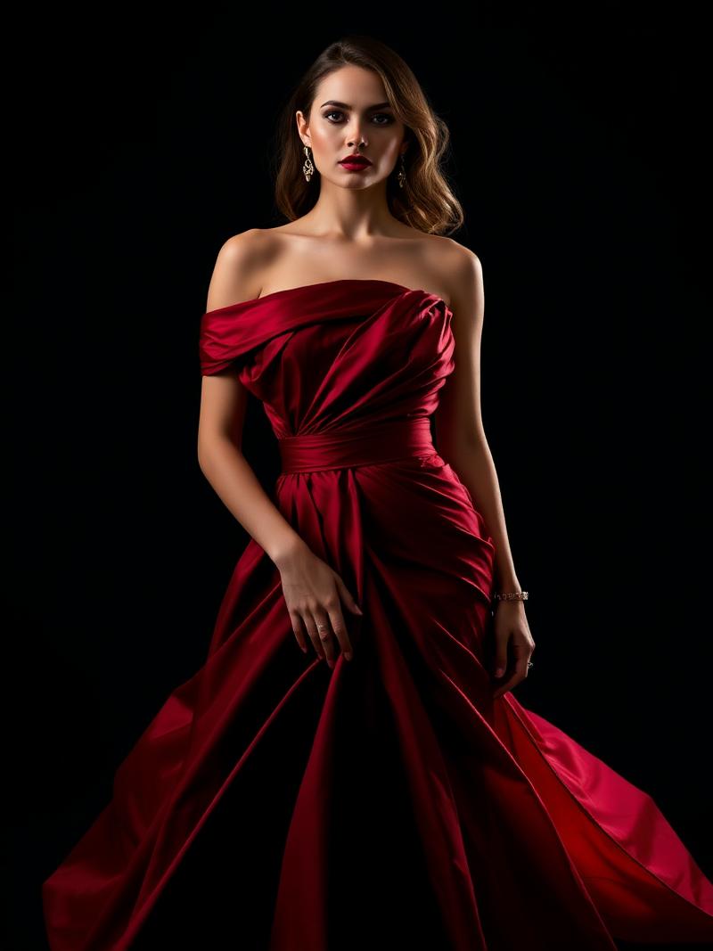 Crimson Velvet — High-fashion editorial pose